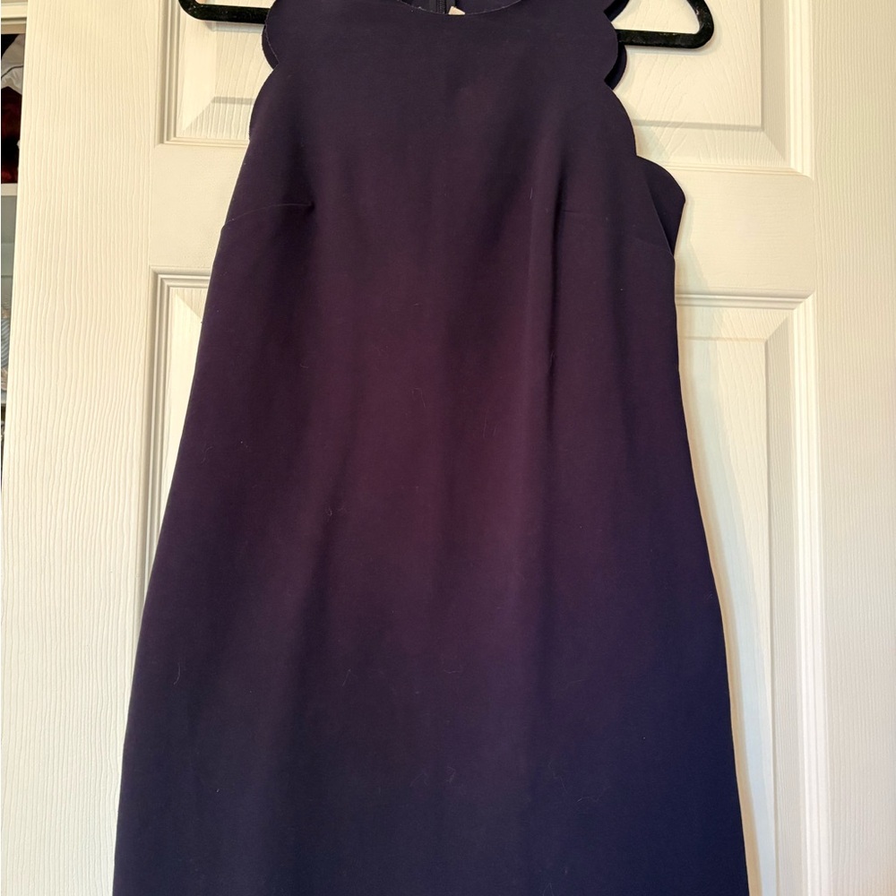 J. Crew Factory Purple Scallop-Edge Sleeveless Mini Dress